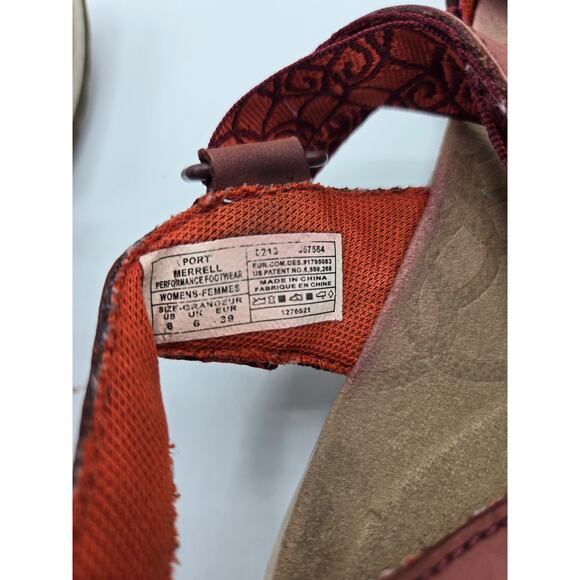Merrell Port Slingback Comfort Walking Sandal Outdoor Shoe Red Nubuck Leather 8 - Picture 7 of 8